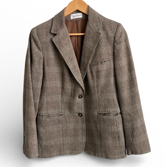 Evan Picone Jackets & Blazers - Vintage Evan Picone Wool Blend Plaid Blazer
